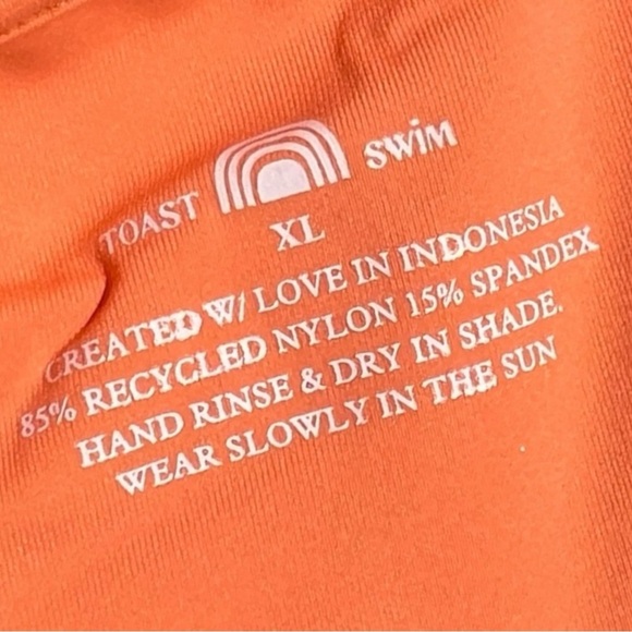 🌻NEW w.tag Free People x Toast Nectarine Solid High Cut One-Piece Swimsuit XL - Picture 8 of 12